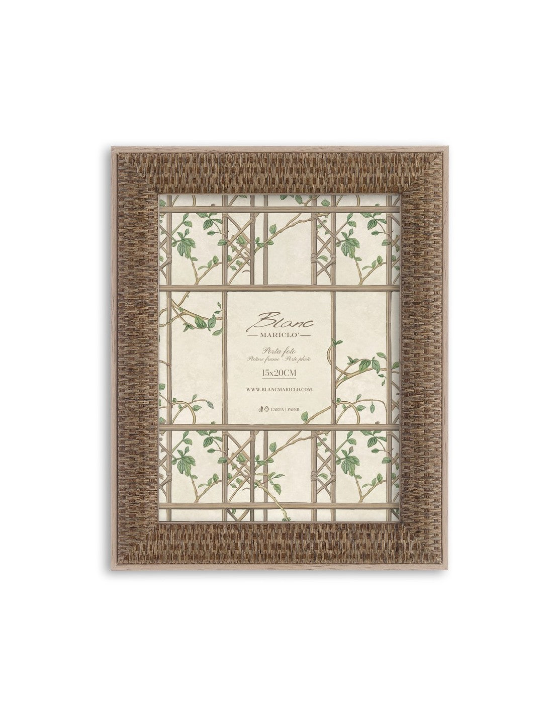 Porta Foto con Cornice Intrecciata in Stile Naturale 15x20 cm - Blanc Mariclo