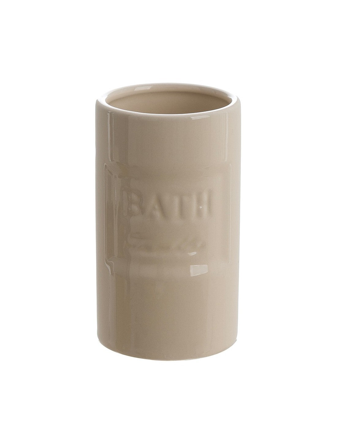 Porta Spazzolini in Ceramica Avorio con Incisione “BATH”  – Blanc MariClò