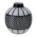 Vaso in Vetro Opaco  con Decorazione Nera  "Cage" 28 h cm - Hervit