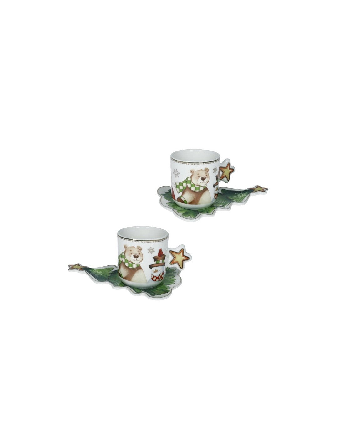 Set di Tazzine in Porcellana con Decori Natalizi - Brandani