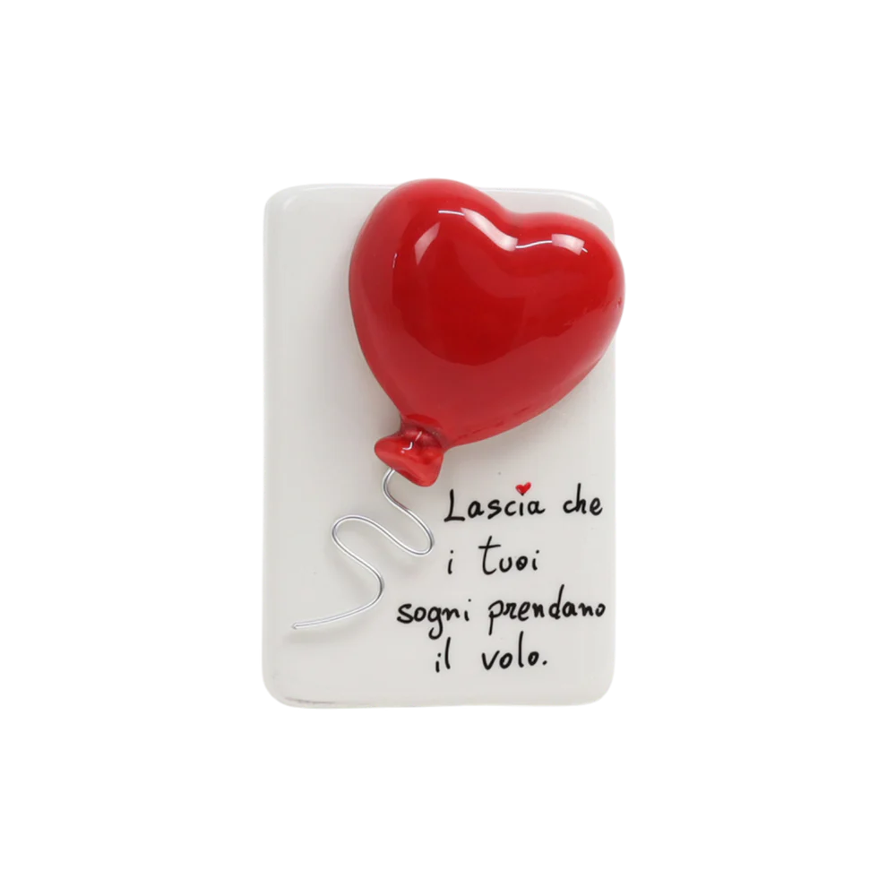 Quadretto in ceramica di Capodimonte con palloncino 3D 11.5 cm - Siniscalchi