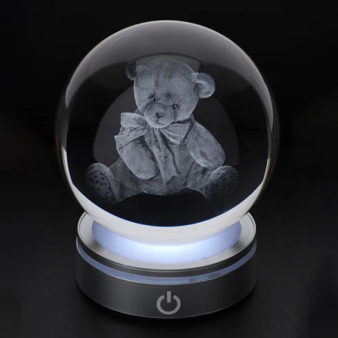 Sfera in Cristallo Illuminata Teddy Bear Crystal Planet Ø 10 cm - Hervit