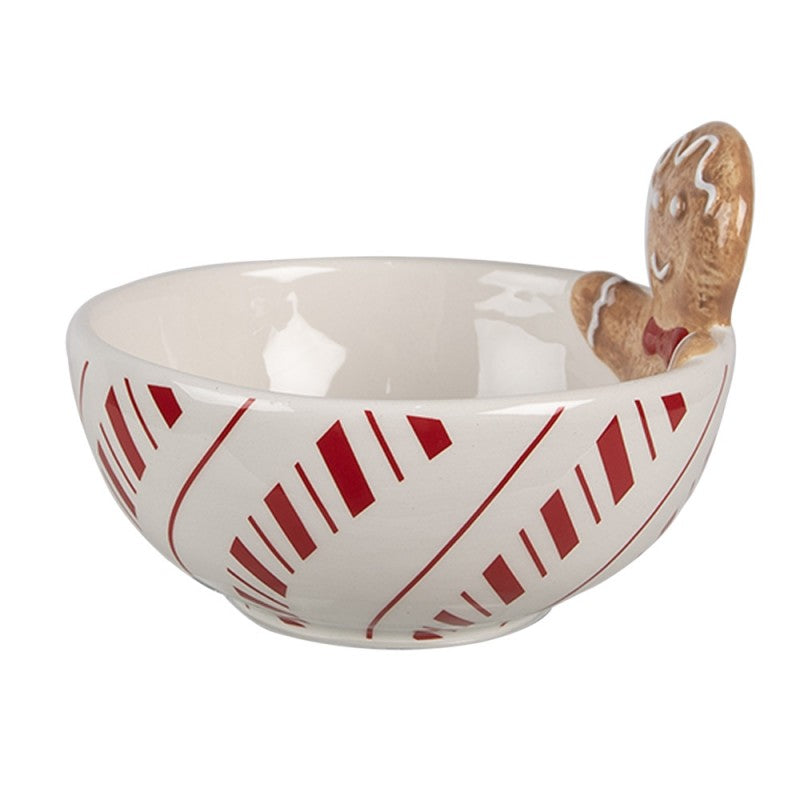 Ciotola Decorativa con Omino di Pan di Zenzero in Ceramica 12x6 cm - Clayre & Eef