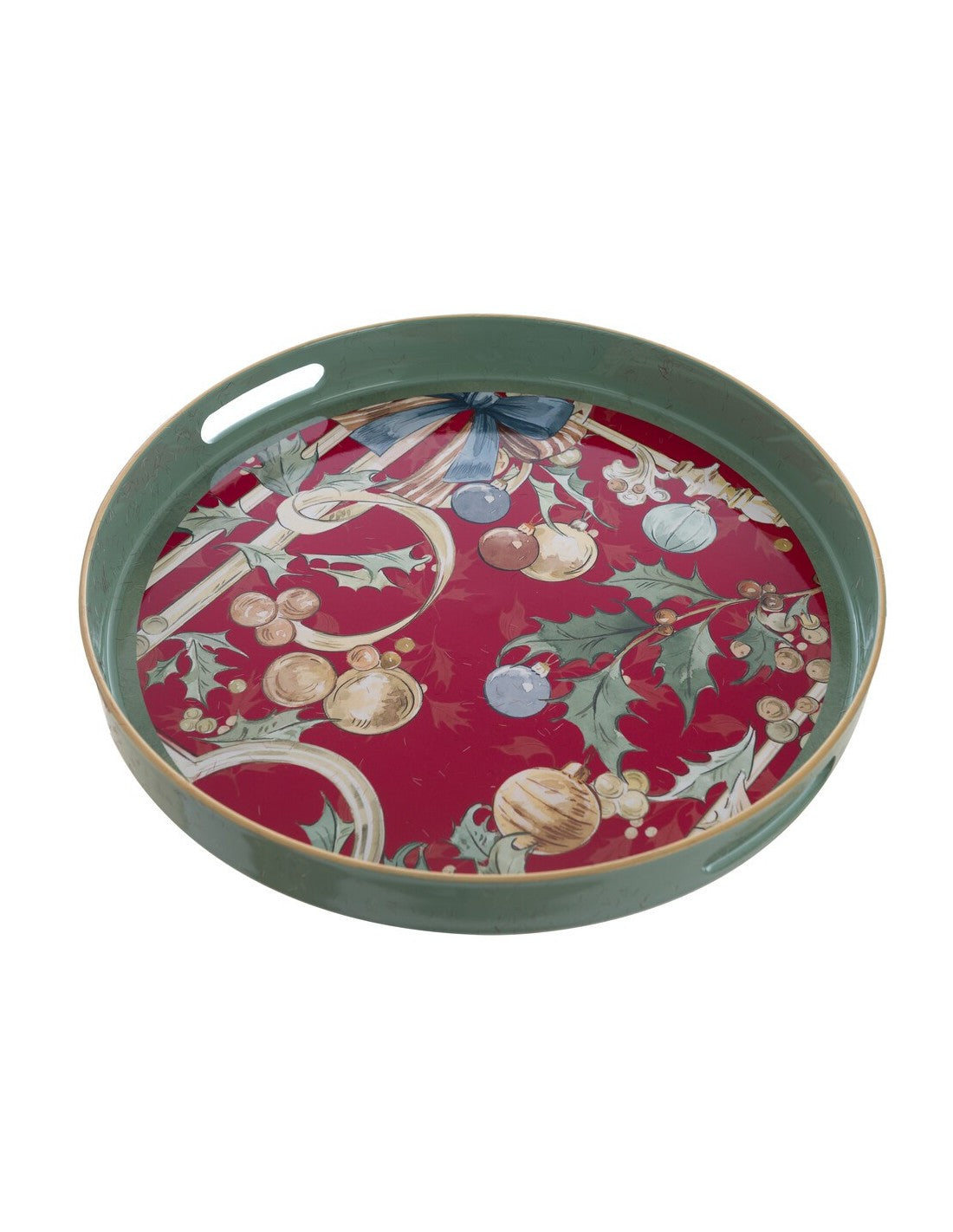 Vassoio Rotondo Rosso con Bordo Verde  Ø 36 cm - Blanc Mariclò