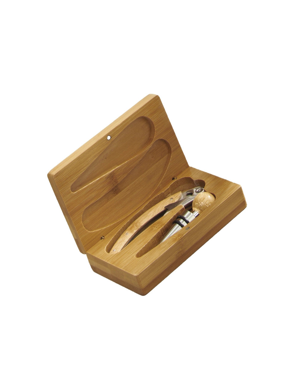 Set Degustazione Vino in Bamboo con Cavatappi e Tappo - Brandani