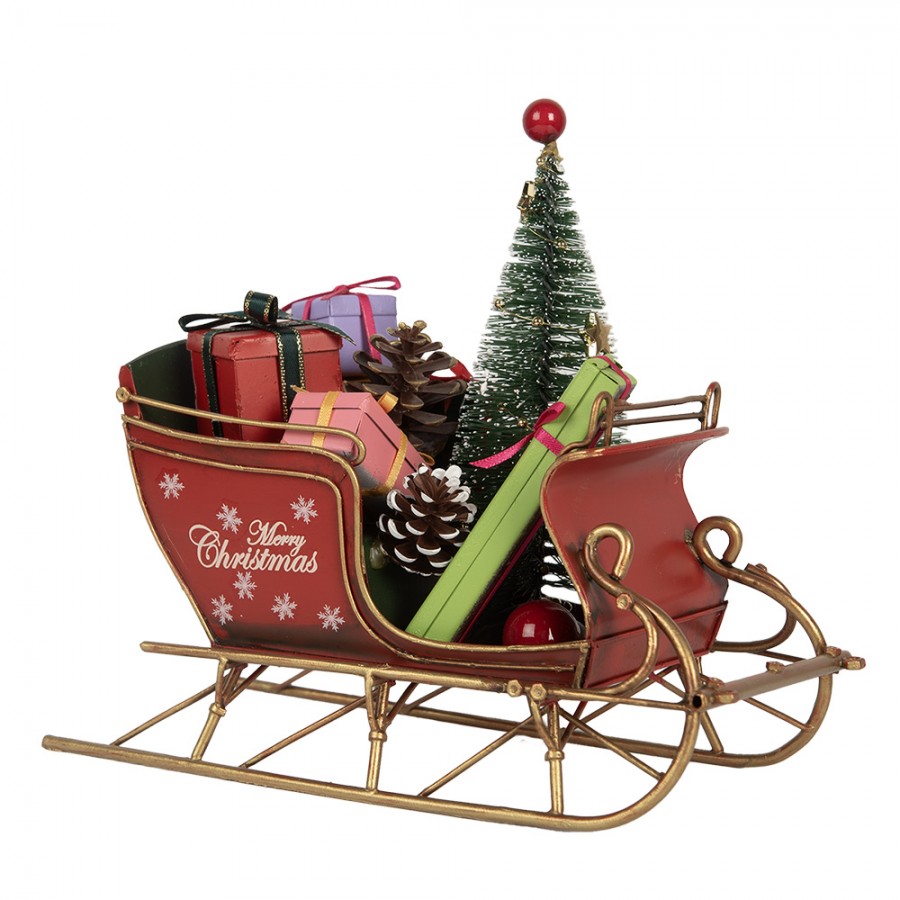 Slitta In Metallo con Dettagli Festivi 21x9x18 h cm - Clayre e Eef