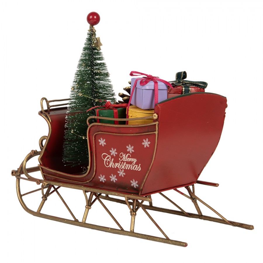 Slitta In Metallo con Dettagli Festivi 21x9x18 h cm - Clayre e Eef