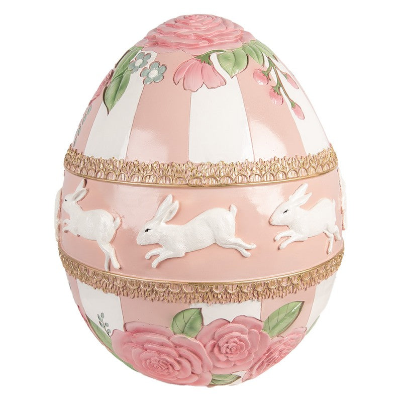 Uovo Decorativo in Poliresina con Dettagli Oro e Coniglietti 36x48 cn - Clayre e Eeef