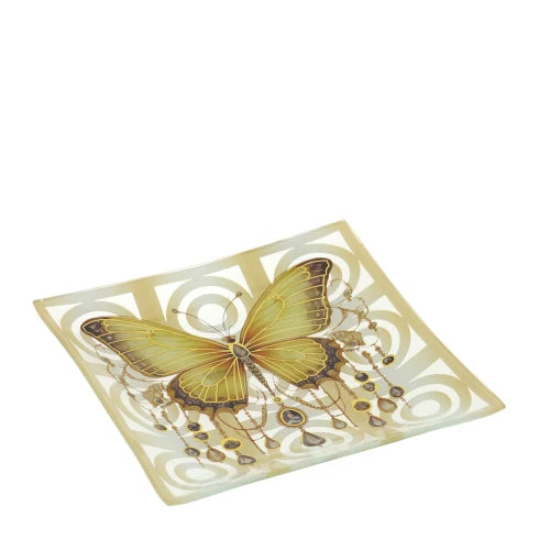 Piatto in Vetro Animalgem con Farfalla 20x20 cm - Hervit