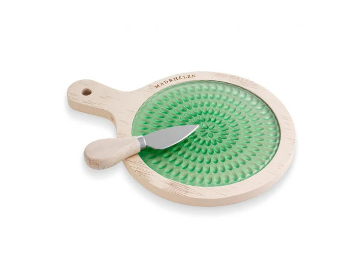 Tagliere in Legno e Vetro con Coltellino 27x19x3.5 cm - Madrhelen