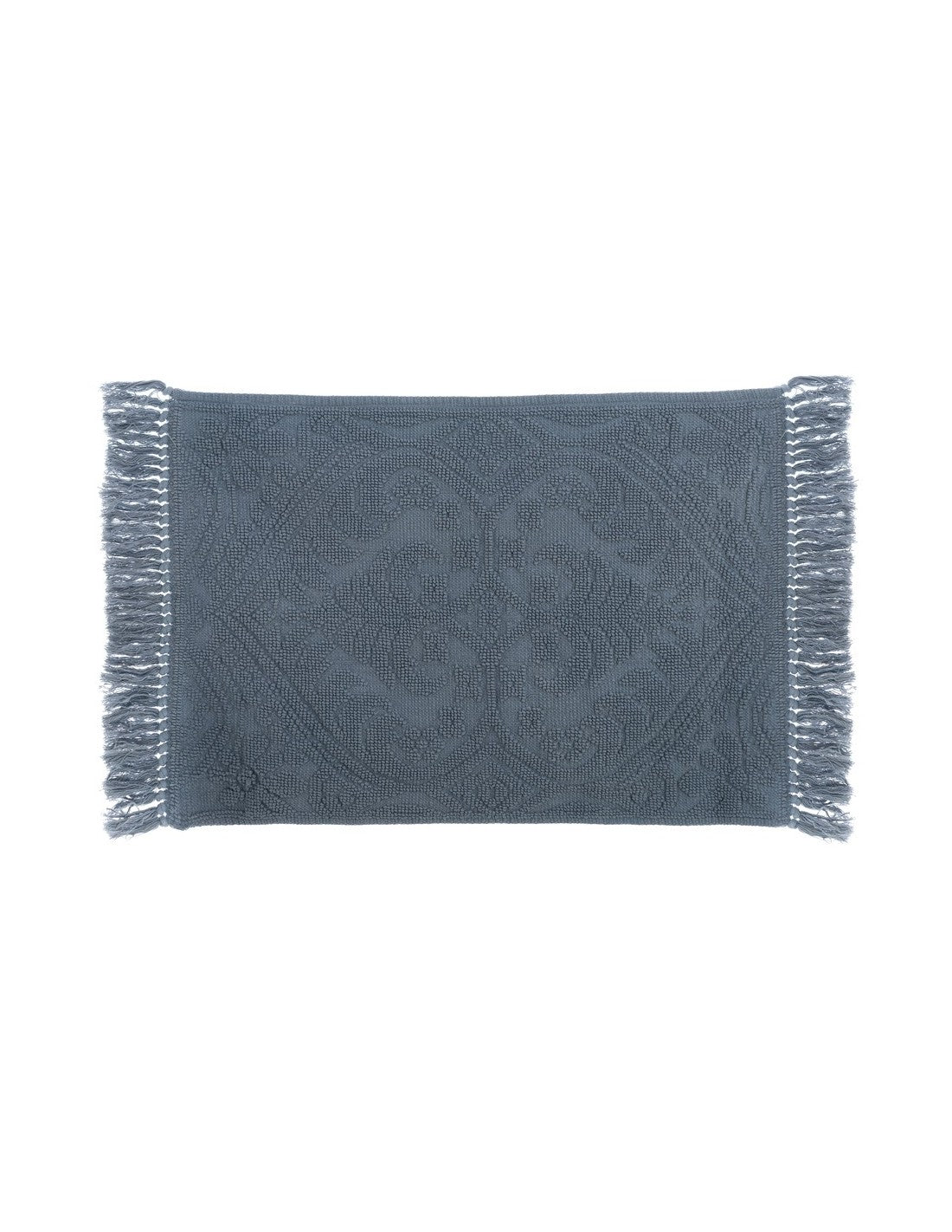 Tappeto Azzurro Jacquard in Cotone con Nappe 50x80 cm - Blanc Mariclò