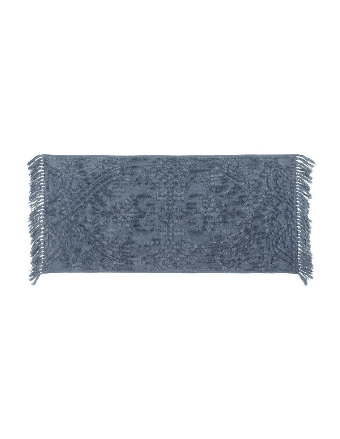 Tappeto Azzurro Jacquard in Cotone con Nappe 50x110 cm - Blanc Mariclò