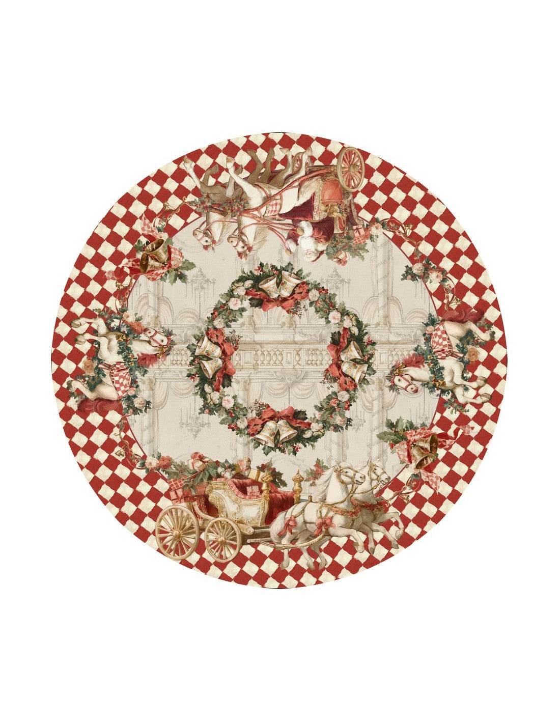 Tappeto Tondo Calessi e Calessini 154 cm - Blanc Mariclò