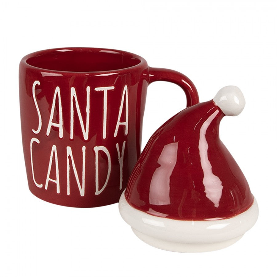 Tazza con Coperchio a Cappello di Babbo Natale in Ceramica 300 ml - Clayre & Eef