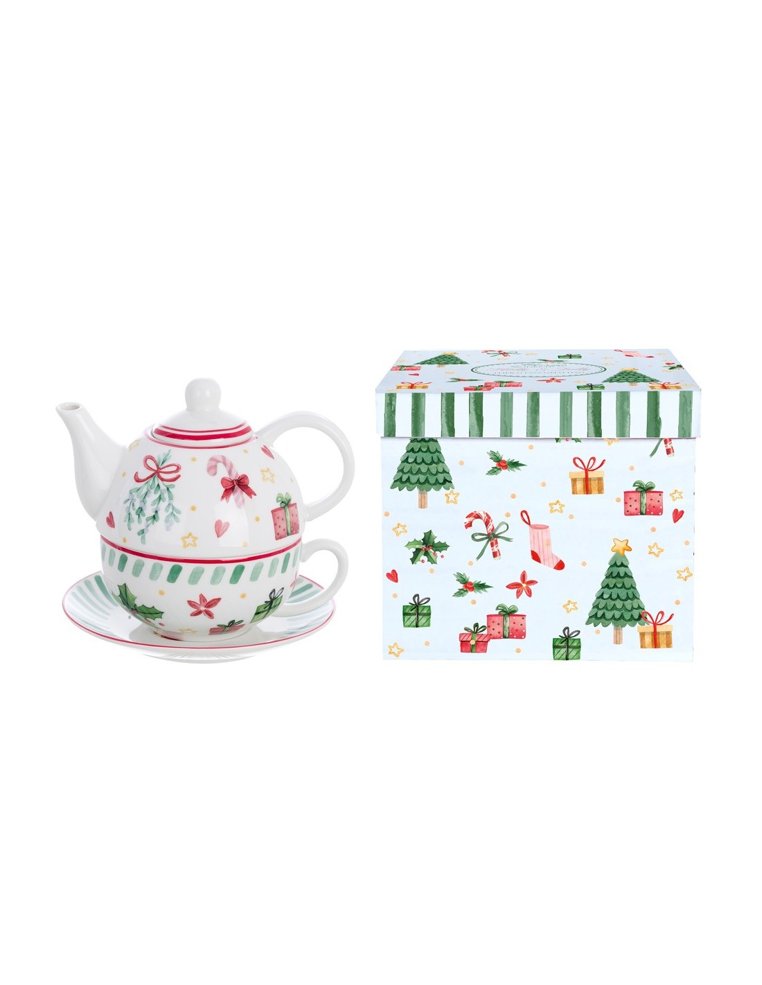 Set Teiera con Tazza e Piattino "Holly e Jolly" - Blanc Mariclò