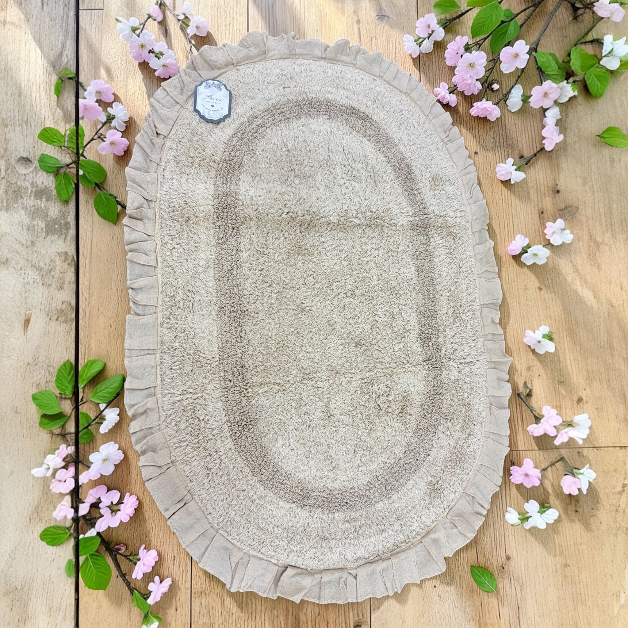 Tappeto Ovale Tortora in Spugna con Gala 50x80 cm - Blanc Mariclò