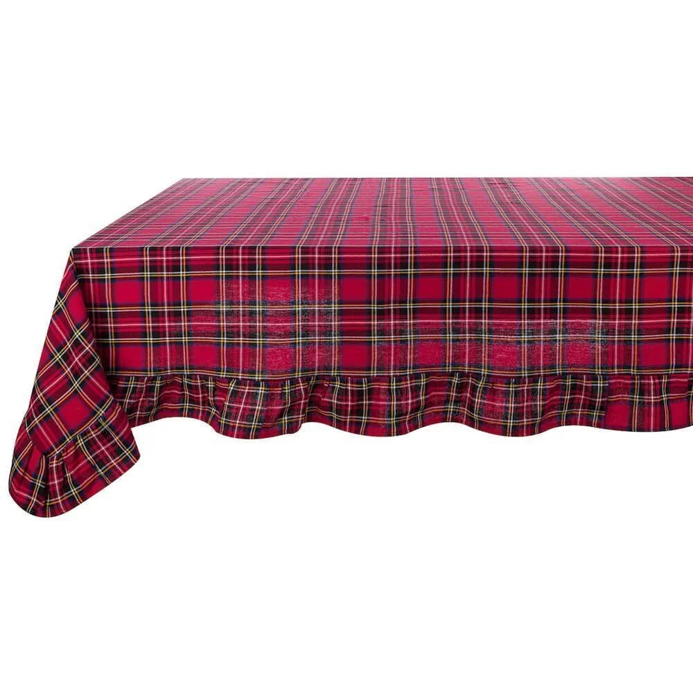 Tovaglia Tartan Rosso con Gala 170x340 cm - Blanc Maricló