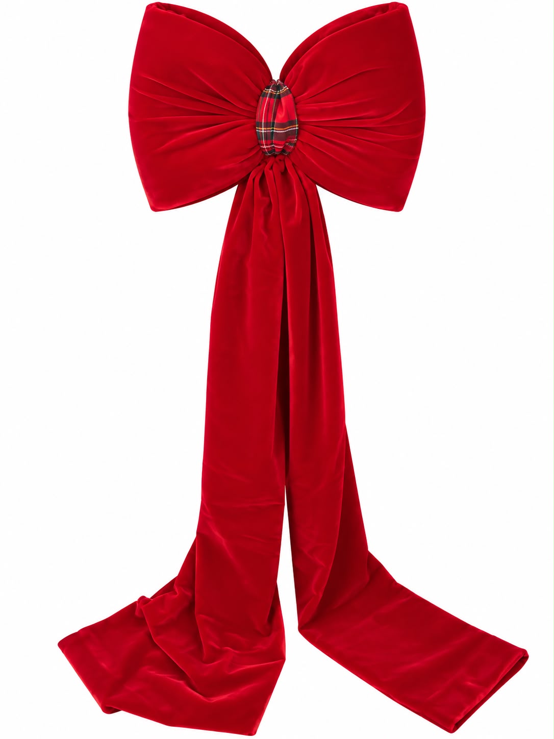 Fiocco  in Velluto Rosso con Dettaglio Tartan 170 cm - Fiori di Lena