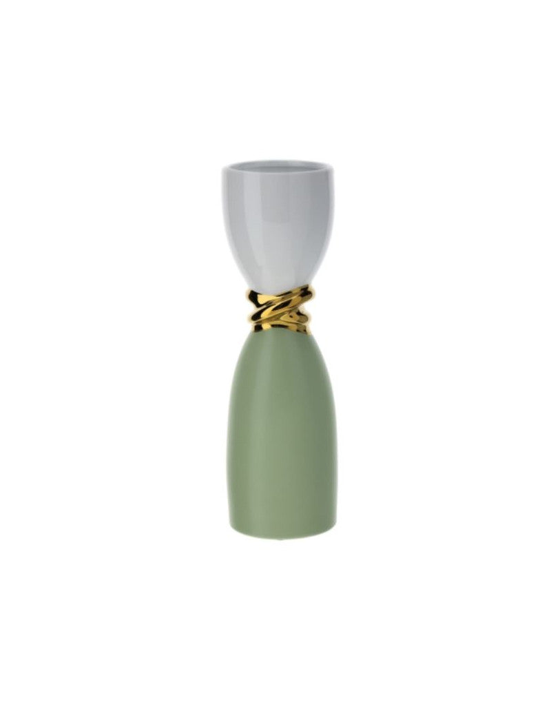 Vaso in Porcellana Weaving con Dettaglio Oro 41 h cm - Hervit