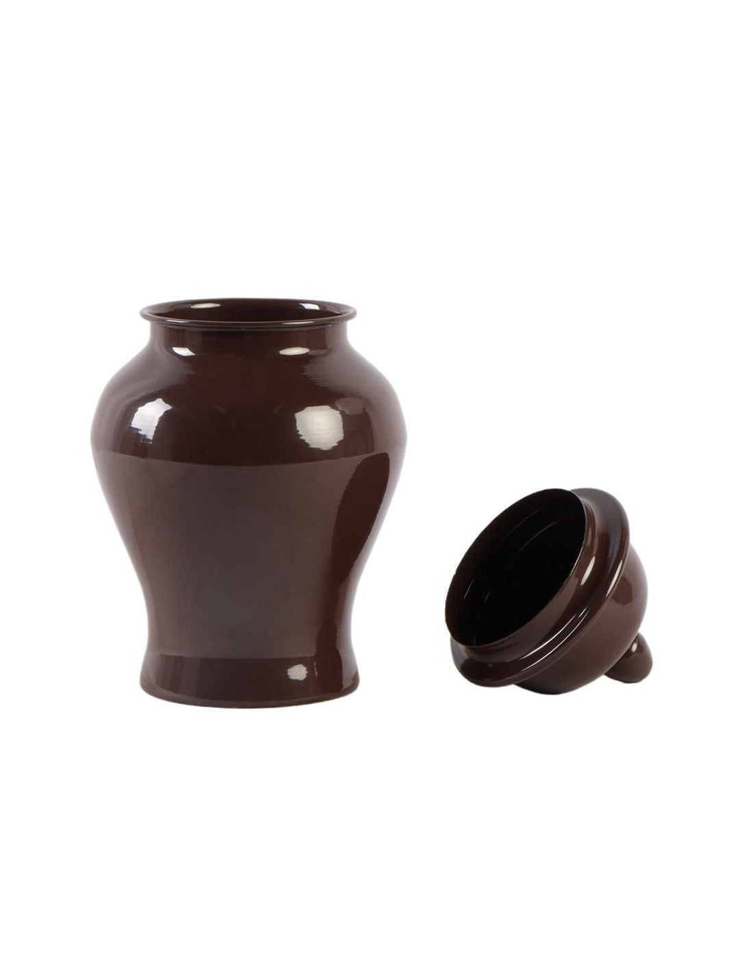 Vaso in Metallo con Coperchio Cioccolato 33 cm - Blanc Mariclò
