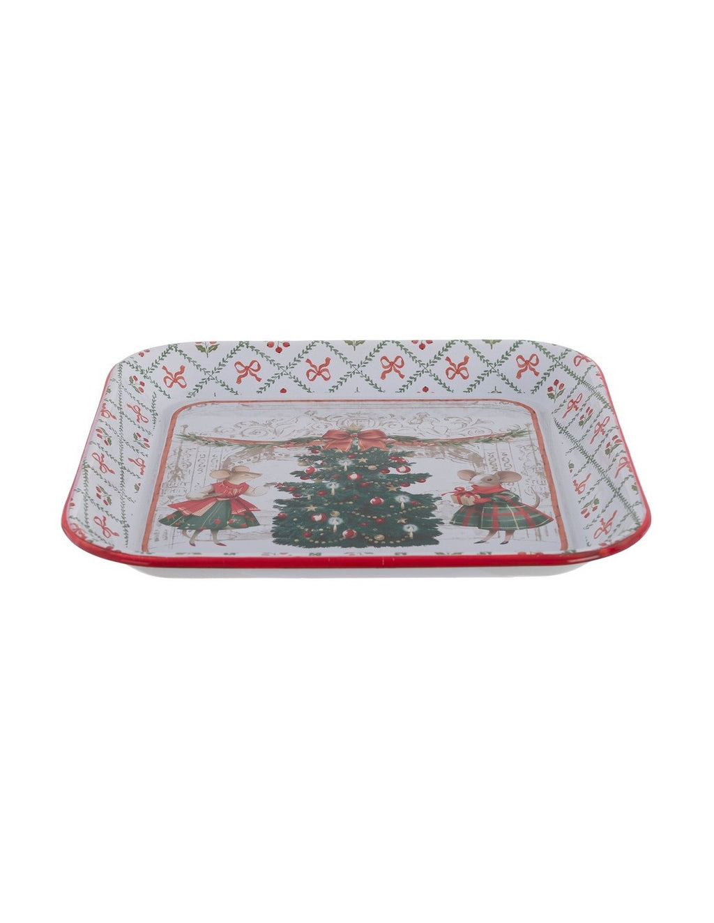 Vassoio Quadrato Natalizio in Latta Smaltata 30×30 cm - Blanc Mariclò
