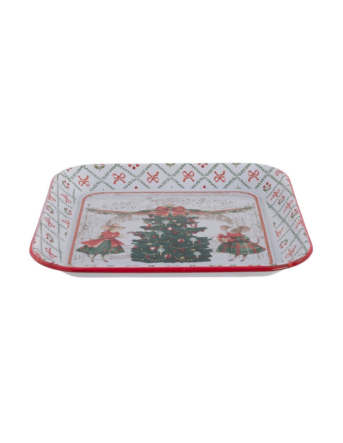 Vassoio Quadrato Natalizio in Latta Smaltata 30×30 cm - Blanc Mariclò