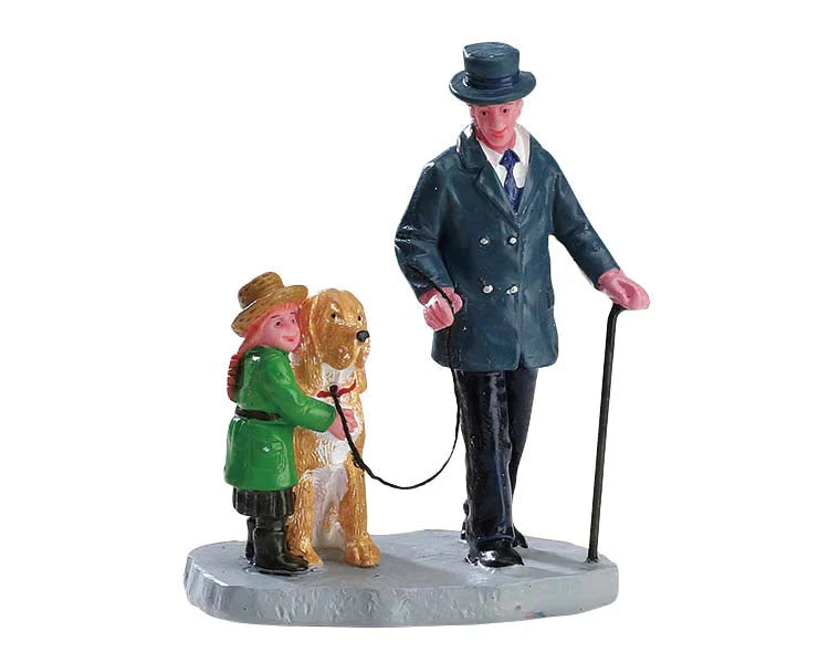 Signore con Cane al Guinzaglio e Bambina 7.3 h cm - Lemax