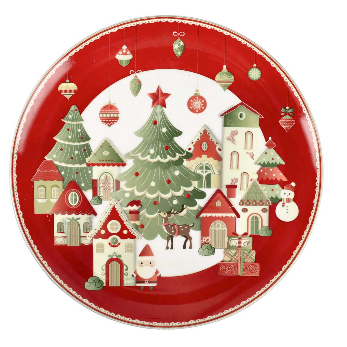 Piatto Portata in Porcellana con Decoro Natalizio 30 cm - Brandani