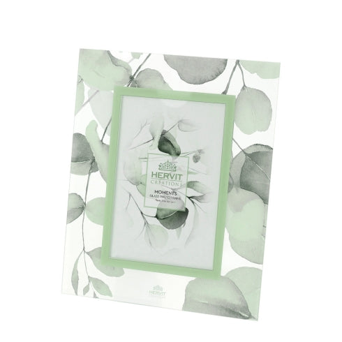 Cornice in Vetro Satinato con Disegni di Foglie Botanic 18x22 cm - Hervit