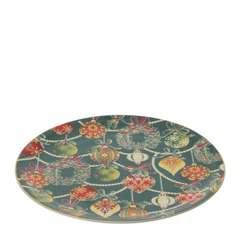 Piatto Panettone in Porcellana con Decori Natalizi 33 cm